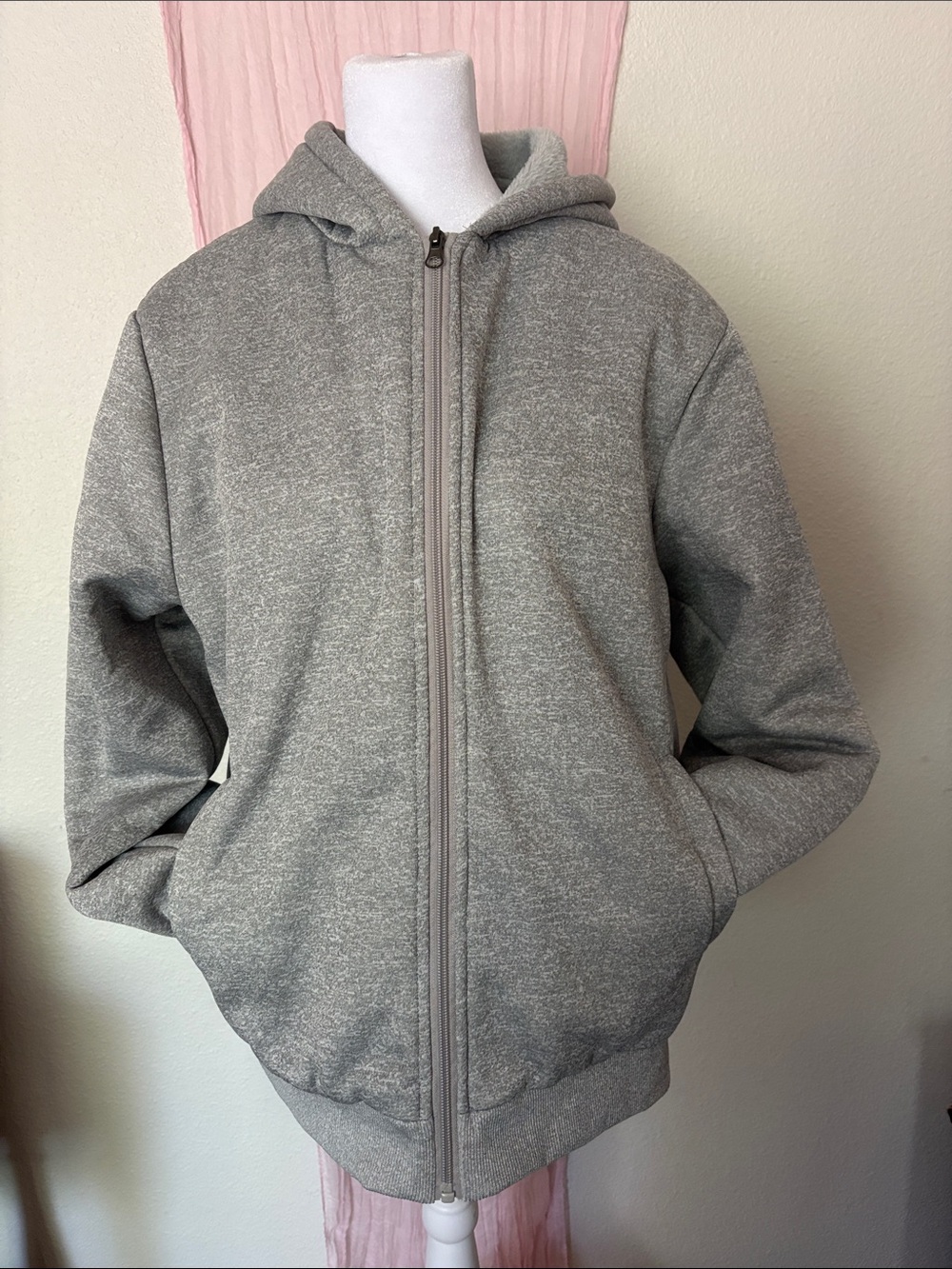 Heather Gray Zip-Up Hooded Sweatshirt